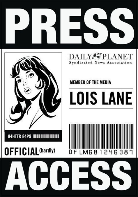 daily planet press pass template  printable press pass  lois