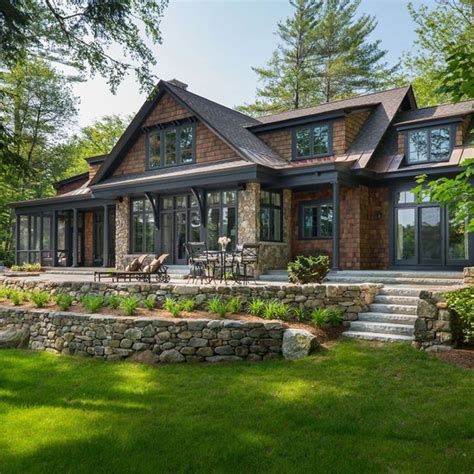 incredible  home design ideas  brick wall  glass windows  doors  black wooden