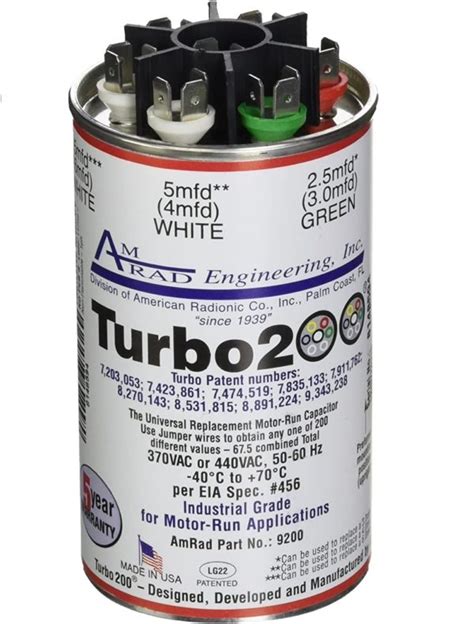turbo  universal motor run capacitor