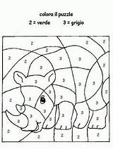 Numeri Coi Colora Rinoceronte Animali Gufi Simpatici Animaletti Abilità sketch template