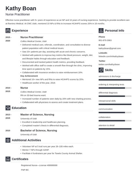 nurse practitioner resume examples template