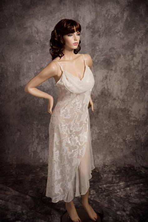 vintage victoria s secret nightgown lingerie ivory chiffon satin size medium 2279769 weddbook