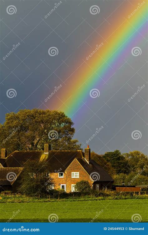 rainbow  house stock image image  bright light