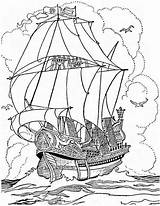 Coloring Ship Pirate Pages Colouring Printable Big Pearl Galleon Navy Ships Anchor War Sunken Adults Adult Kids Steamboat Boat Kidsplaycolor sketch template