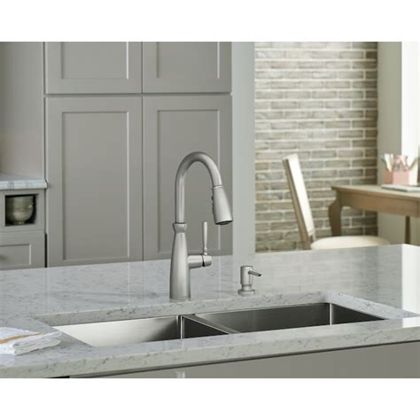 moen surie spot resist stainless single handle pull  kitchen faucet  sprayer deck plate