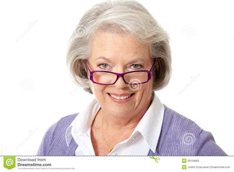 Older Woman With Glasses Stock Image Image Of Isolated