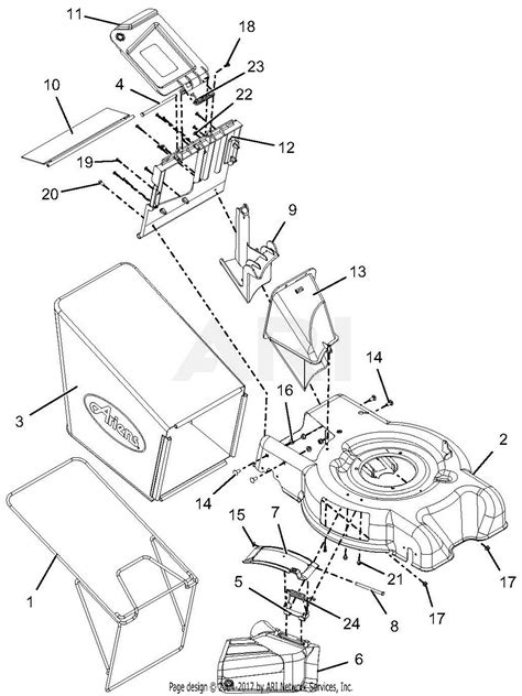 ariens    lmspe parts diagram  mower deck  bagger