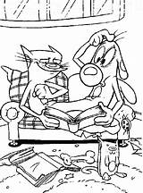 Pages Coloring Catdog Reading Together Book Breakfast Dog Tocolor sketch template