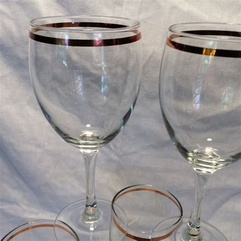vintage 24 kt gold band crystal wine glasses set of 5 chairish