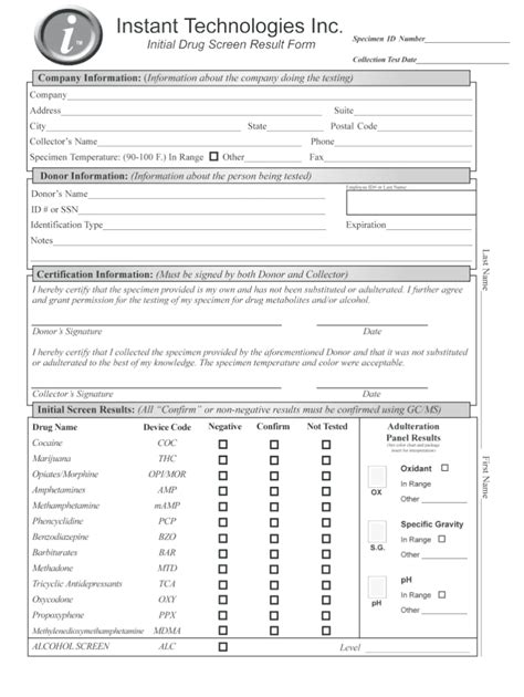 printable drug test form template printable word searches