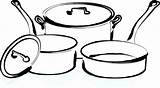 Pots Pans Clipart Utensils Pot Kitchen Pan Cookware Clip Drawing Cook Ware Cooking Cliparts Cafeteria Food Big Vector Clipground Graphics sketch template