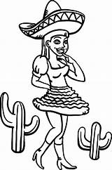 Mexican Coloring Pages Dress Girl Traditional Wear Color Drawing Girls Draw Getdrawings Luna Print sketch template