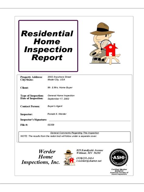 home inspection report   templates   word excel