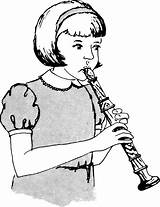 Recorder Playing Girl Clipart Drawing Vector Domain Public Getdrawings 1995 sketch template