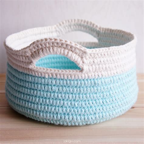 pattern preview stacking crochet baskets  handles jakigu