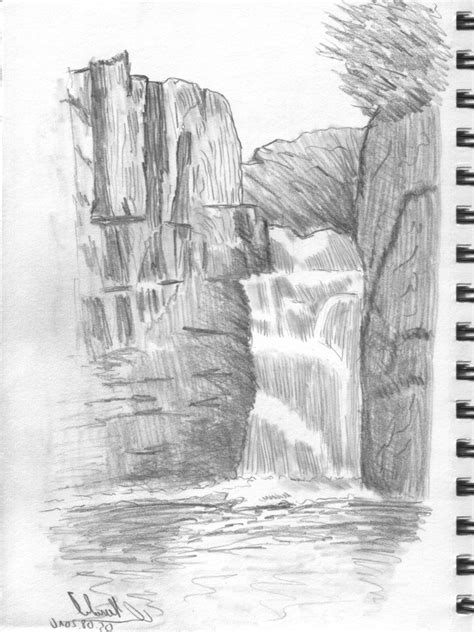 waterfall pencil drawing  paintingvalleycom explore collection