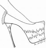 Template Drawing Stiletto High Shoe Heel Cinderella Slipper Glass Easy Heels Shoes Templates Getdrawings Slippers Paper Pink Illustration sketch template