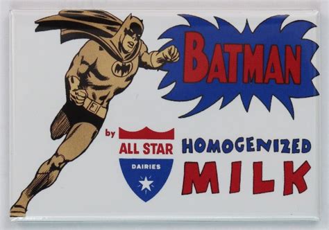 all star dairies batman milk fridge magnet dc comics vintage ad comic book