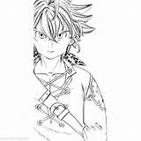 Deadly Meliodas Lineart Melodias Xcolorings sketch template