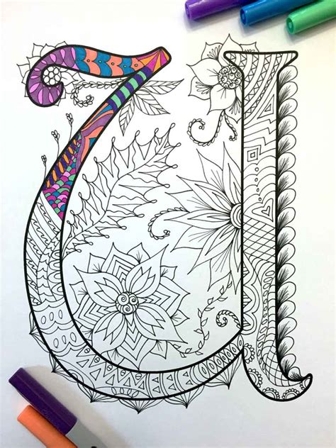 letter  coloring page inspired   font etsy