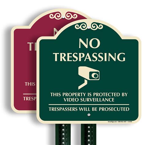 designer no trespassing property video surveillance sign