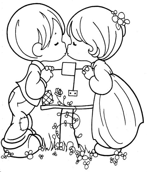 couple kissing  precious moments coloring pages coloring pages