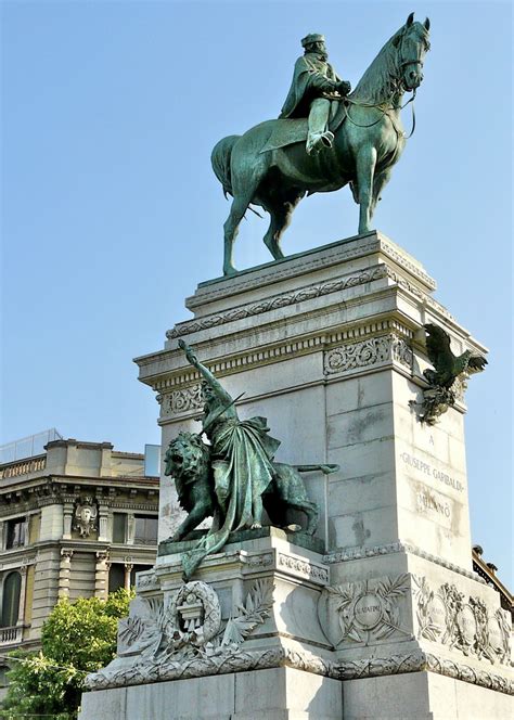 equestrian statue  giuseppe garibaldi  milan italy