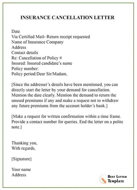 cancellation letter template format sample