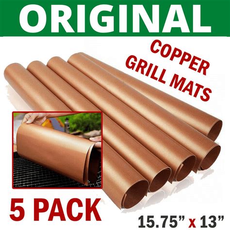 pc copper grill mats  stick reusable barbecue heat resistant sheets