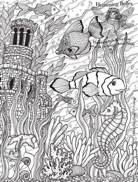 humming belles  undersea illustrations  coloring pages