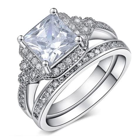 wedding ring set luxury cz jewelry vintage rings  women cincin wanita cubic zirconia bridal