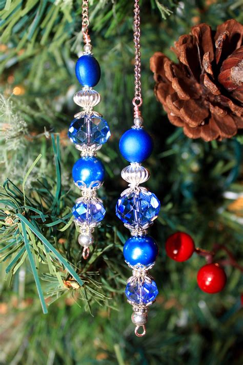 blue dangling ornament handmade etsy blue christmas ornaments