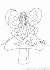Fairy Coloring Pages Sitting Wings Kids Print Her sketch template