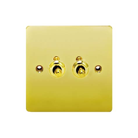 holder    polished brass effect double toggle switch departments diy  bq