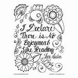 Coloring Jane Quote Austen Pages Reading Color Adults Colouring Adult Printable Books Enjoyment There Choose Board Kids sketch template