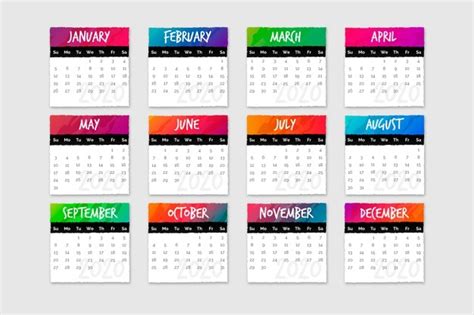 conjunto de calendarios  meses  dias vector gratis