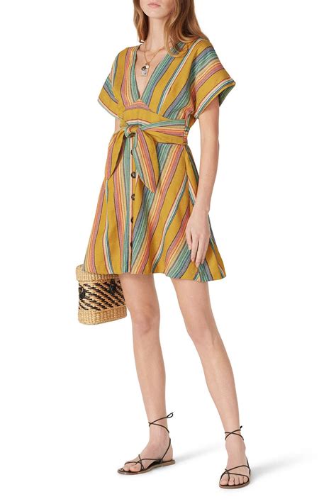 rainbow striped v neck dress by moon river for 31 rent the runway