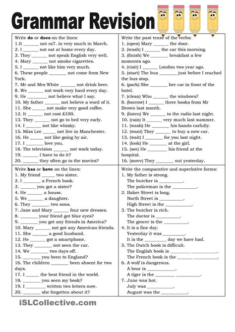 year  english worksheet punction worksheets   grammar review worksheet  printable