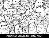 Doodle Coloring Kawaii Cute Pages Monster Kids Printable Monsters Adults Doodles Choose Board sketch template