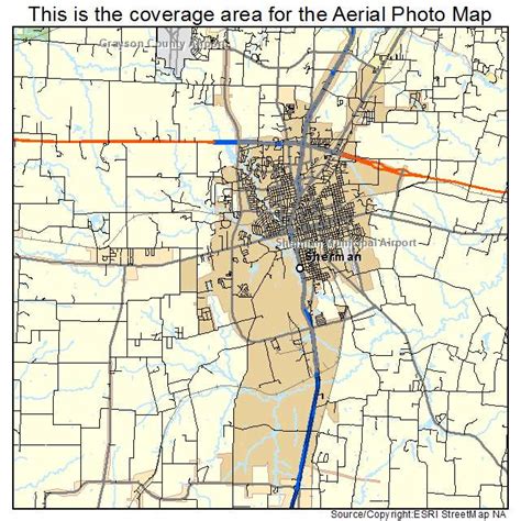 aerial photography map  sherman tx texas