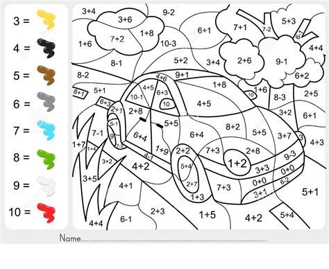 addition  subtraction coloring worksheets   grade coloring