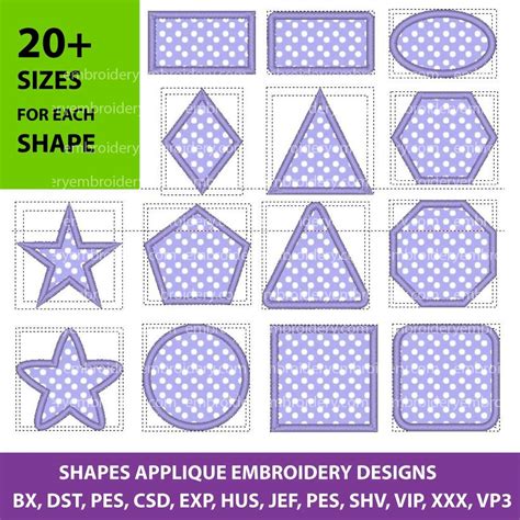 basic shapes applique embroidery designs machine designs