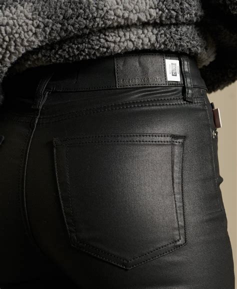 Dames Skinny Jeans Met Hoge Taille Black Coated Superdry Nl