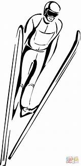 Coloring Ski Jumping Pages Competition Drawing Skip Crafts sketch template