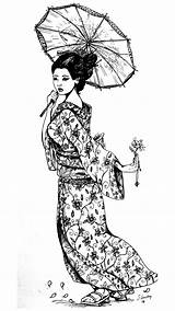 Geisha Coloring Pages Japan Adults Tattoo Color Japanese Tatouage Beautiful Justcolor Ideal Adult Dessin Japonaise Japonais Geishas Colouring Kimono Drawing sketch template