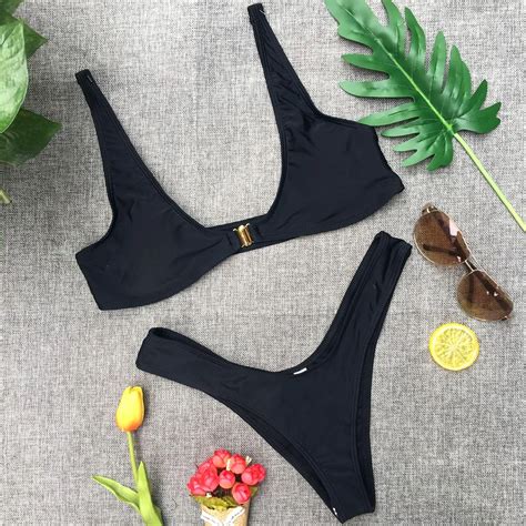 Discount Sexy Solid Bikinis Set 2018 Women New Swimsuit Push Up