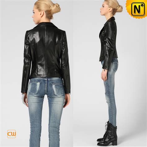 Women S Cropped Leather Motorcycle Jackets Cw650016