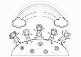 Rainbow Children Coloring Pages Library Insertion Codes Popular sketch template
