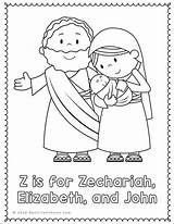Coloring Elizabeth Zechariah Reallifeathome sketch template