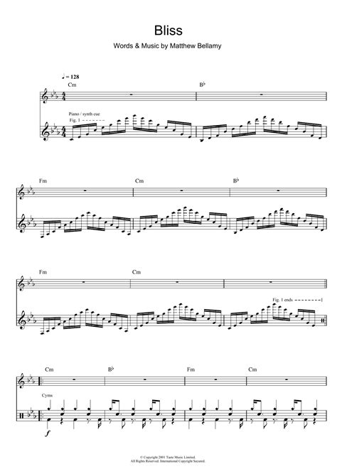 Bliss Sheet Music Muse Drums